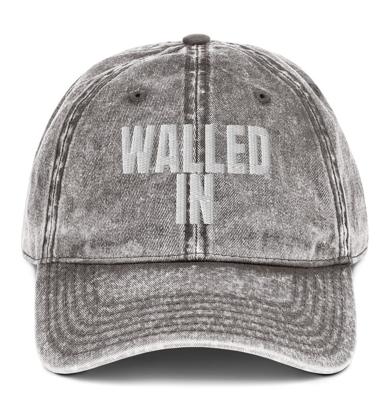 WALLED IN wordmark cap, charcoal grey